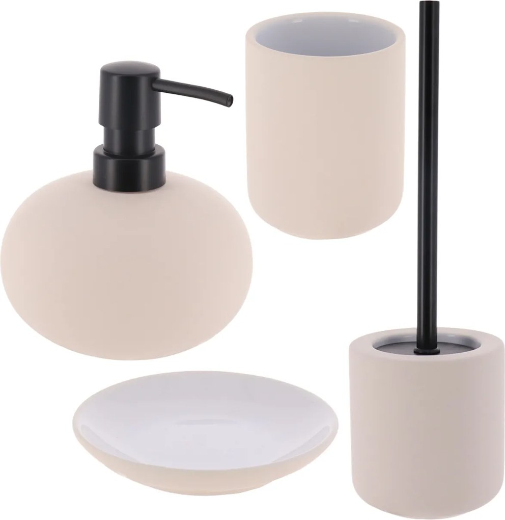 Sada kúpeľňových doplnkov Niva, béžová/s čiernymi prvkami