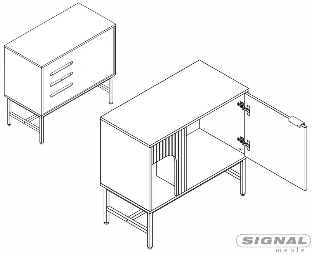 Komoda Mago 75 cm dub přírodní/černý mat