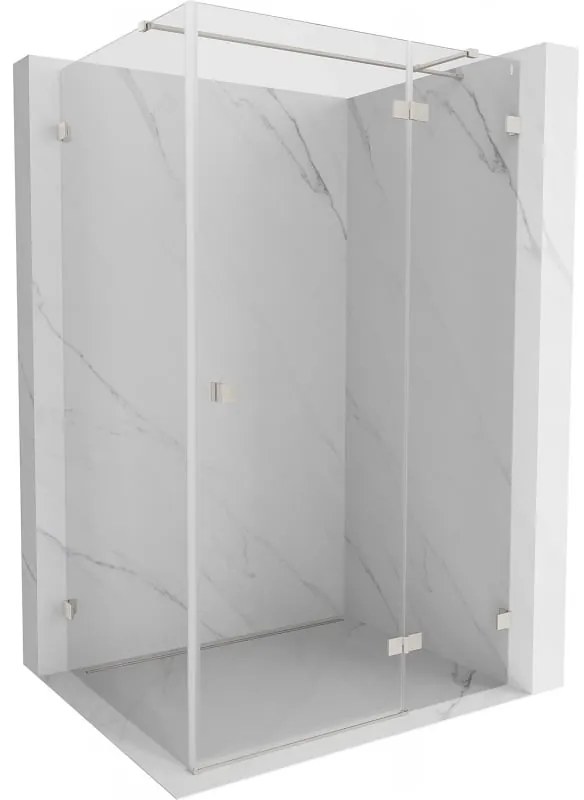 Mexen Lunar T, sklopný pravý sprchový kút 140 x 70 cm, 8mm číre sklo, oceľový profil, 834T-140-070-97-00-P