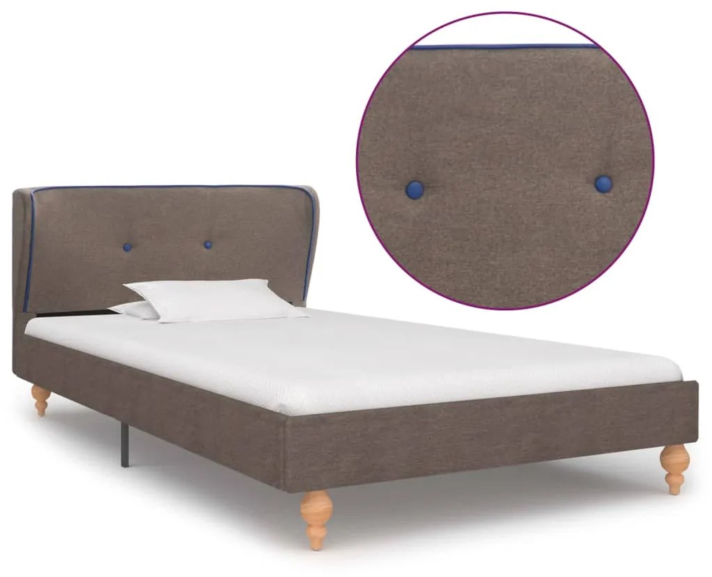 vidaXL Rám postele hnedosivý látkový 90x200 cm
