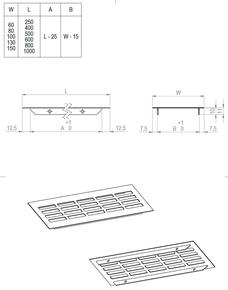 Strong 60 x 400 mm čierna mat 464036