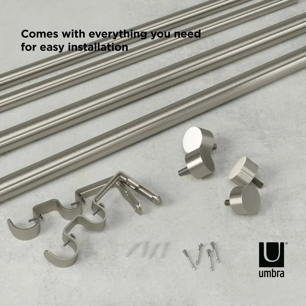 Roztiahnuteľná dvojitá garniža z nerezovej ocele 168 - 305 cm Cappa - Umbra