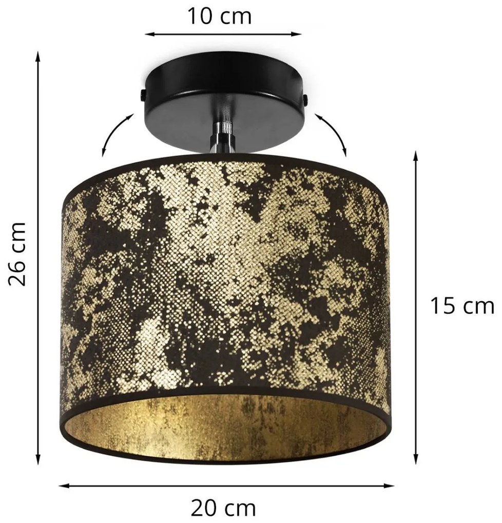 Bodové svietidlo Werona 2, 1x čierne/zlaté textilné tienidlo, (možnosť polohovania), g