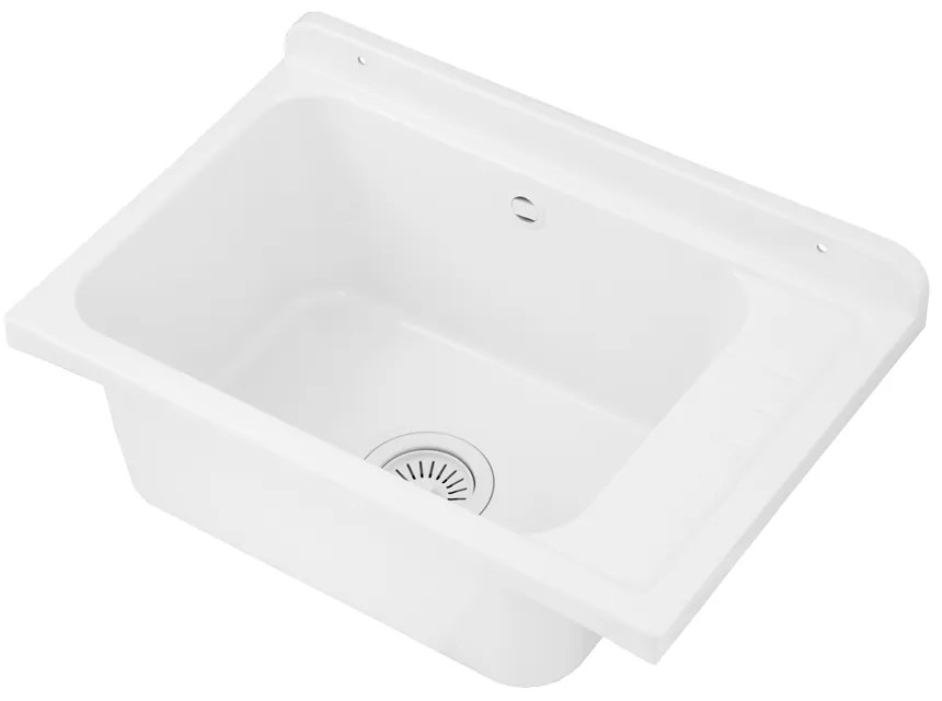 Gamma Selva, univerzálna plastová výlevka 58x38x26,7 cm + sifón, 1-komorová, biela, GMA-KGS58-WH