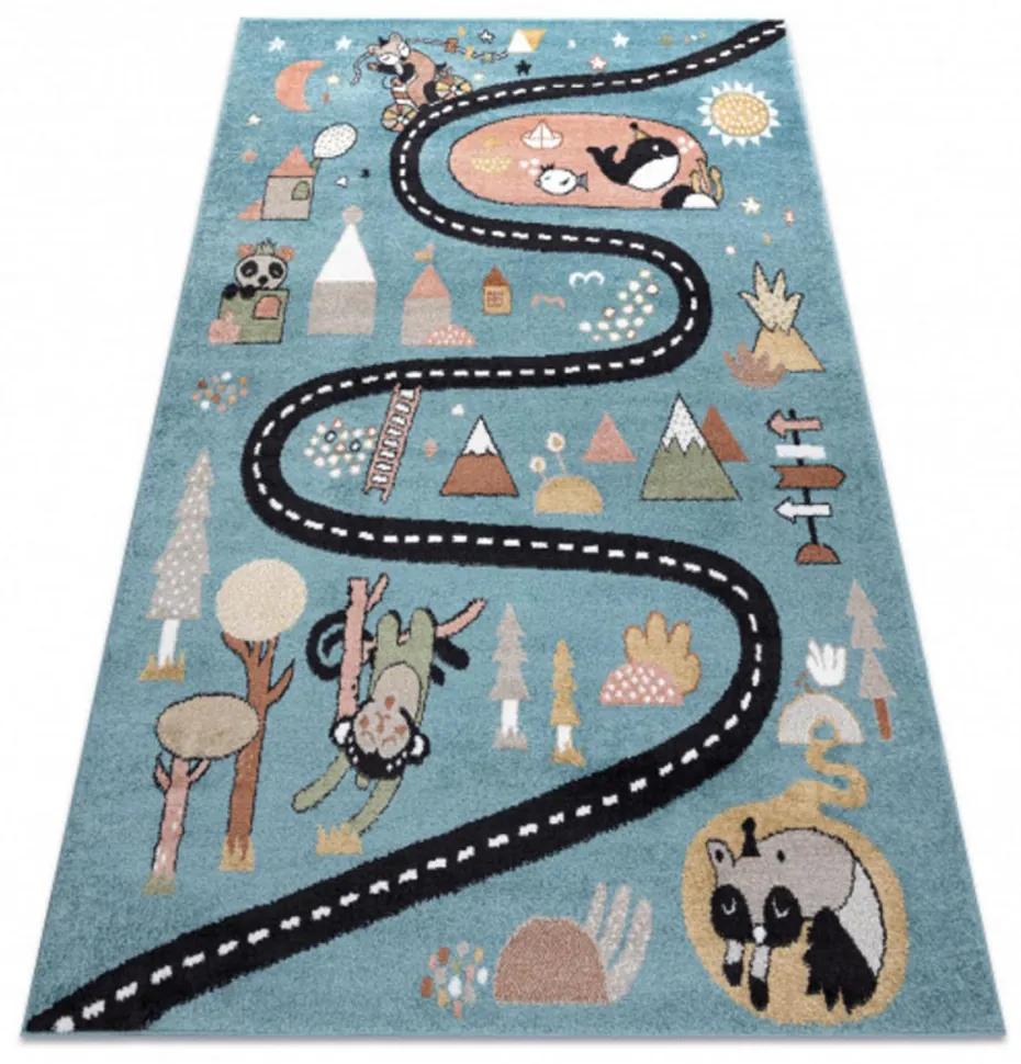 Detský kusový koberec Cesta z mesta modrý 180x270cm