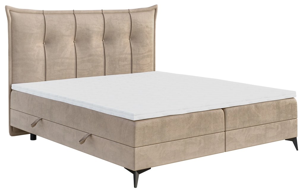 Jednolôžková posteľ Boxspring 120 cm Foxtrot (svetlobéžová) (s matracom a úl. priestorom). Vlastná spoľahlivá doprava až k Vám domov. 1043365