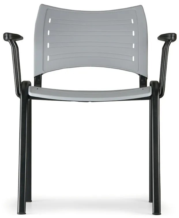 Plastová stolička SMART - chrómované nohy s podpierkami rúk, červená