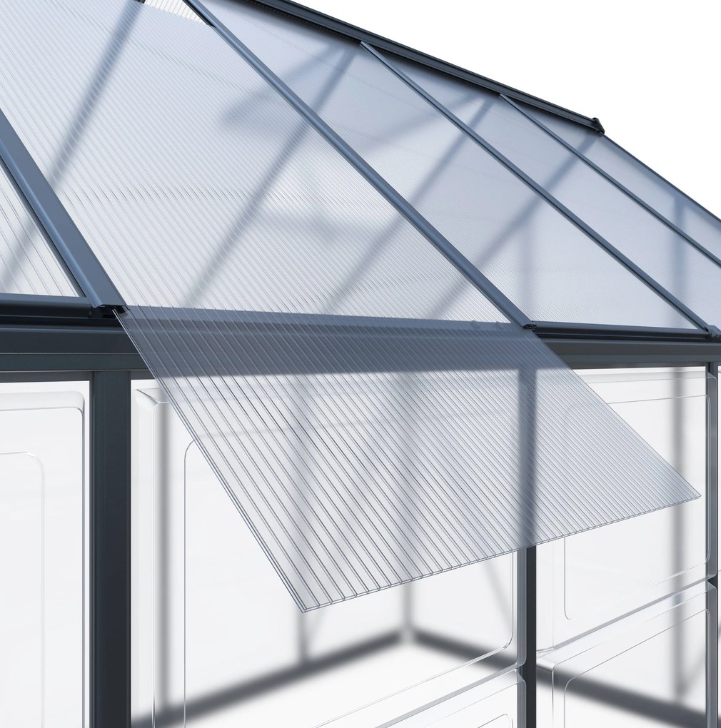 Skleník so základňou BestBerg SH‑6B / 6,6 m² / 364 × 182 × 208 cm / čierna