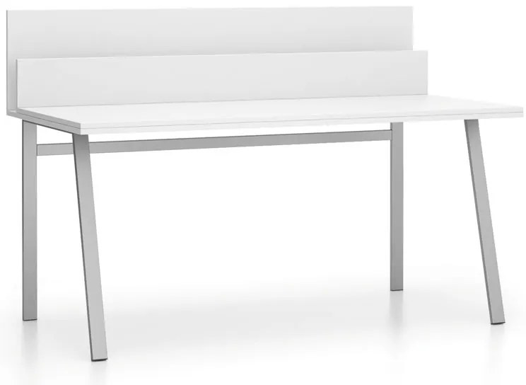 Kancelársky písací stôl SINGLE LAYERS s prepážkami, biela
