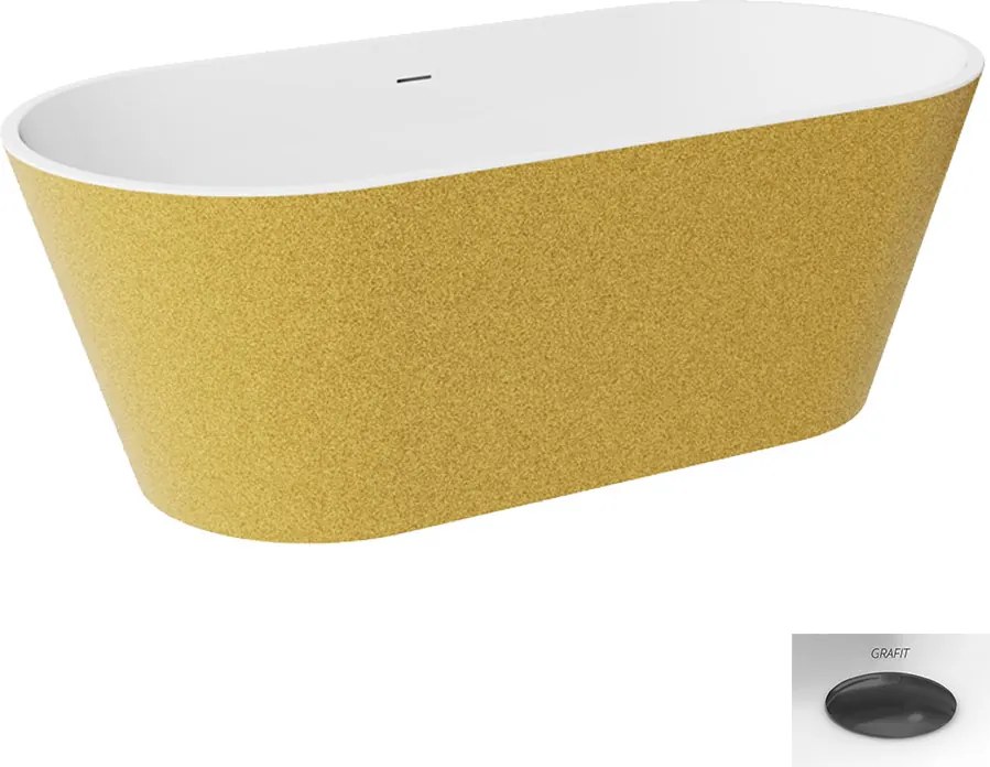 Besco Akrylátová voľne stojaca vaňa Deeva Glam Z 150x75 (160x75, 170x80, 180x80) BESCO-Typ výpuste: Click-Clack so štrbinovým prepadom, grafit, BESCO…