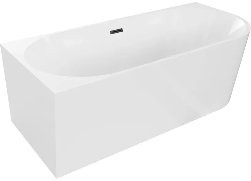 Mexen Mia, voľne stojaca rohová vaňa ľavá 160 x 80 cm, biela, čierny prepad, 52691608000L-70