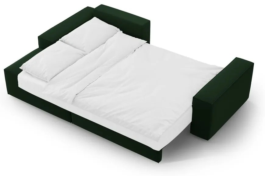 Tmavozelená zamatová rozkladacia/s úložným priestorom rohová pohovka (ľavý roh/s leňoškou) Jodie – Micadoni