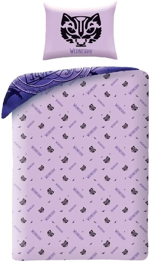 Bavlnené posteľné obliečky Wednesday - motív Nevermore Academy - 100% bavlna - 70 x 90 cm + 140 x 200 cm