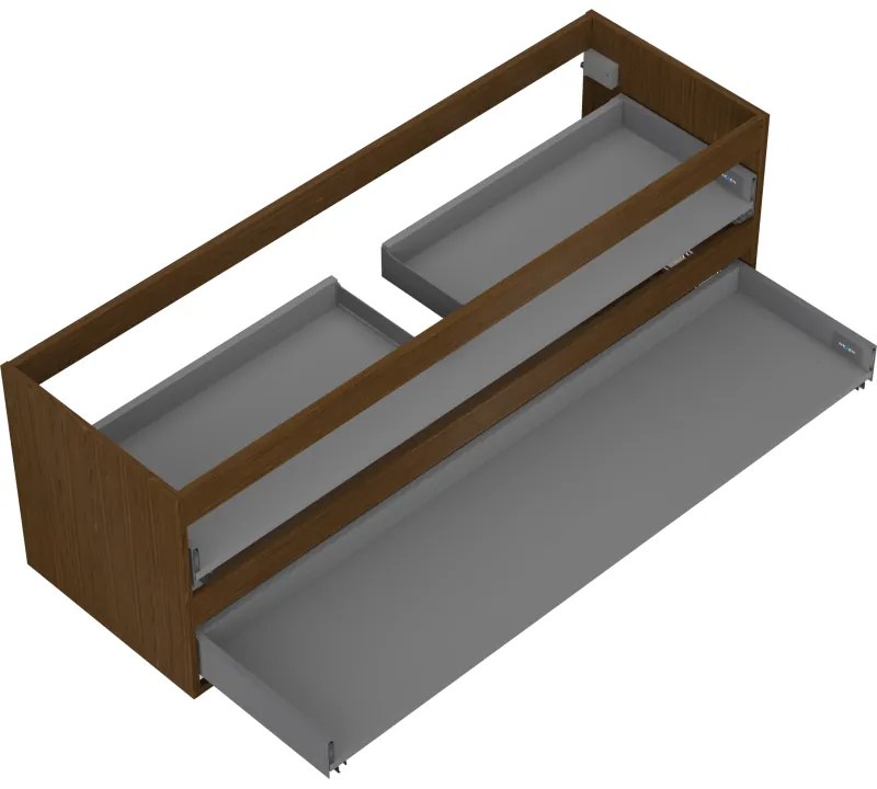 Mexen Box-A, závesná skrinka 140 cm, 2 zásuvky, orech, 91AX0-1400-470-2-86