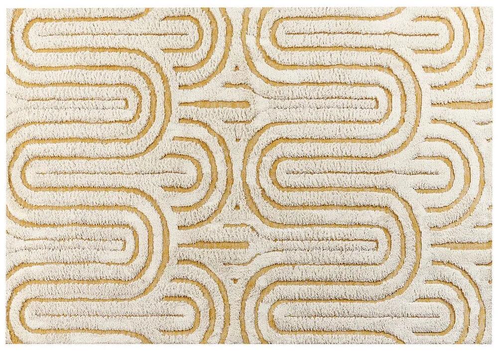 Bavlnený koberec 160 x 230 cm krémová biela a žltá PERAI Beliani