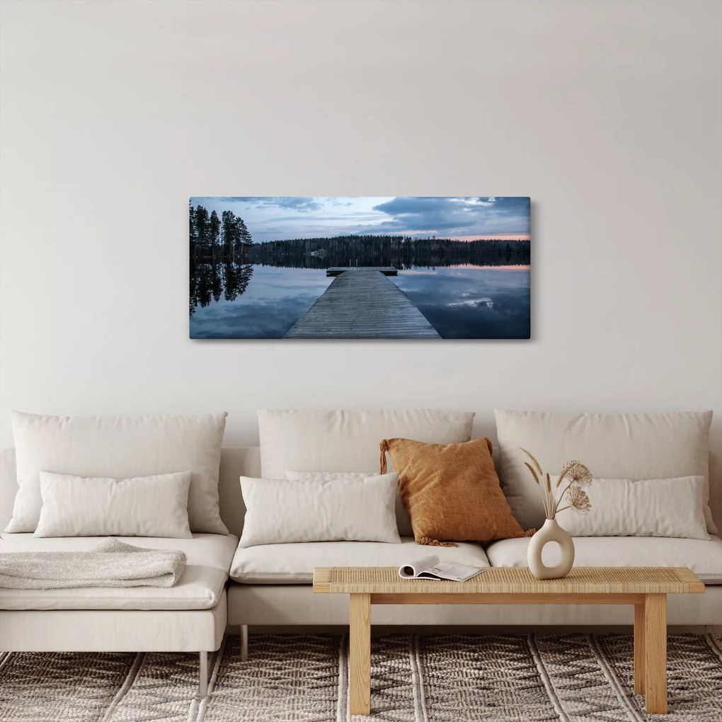 Obraz - Mólo na jazere (120x50 cm)