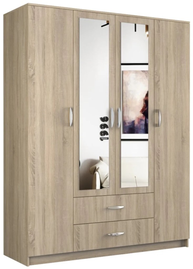 Skriňa ROMANA so zrkadlom 160 cm dub sonoma