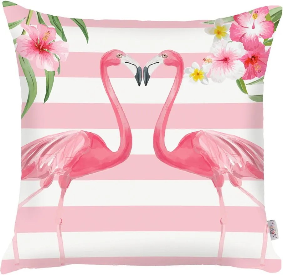 Ružová obliečka na vankúš Mike & Co. NEW YORK Lovely Flamingos, 43 × 43 cm