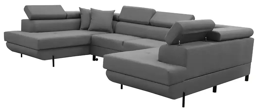 Rohová sedacia súprava - U s funkciou spania, vlnité pružiny EDIS Sivá