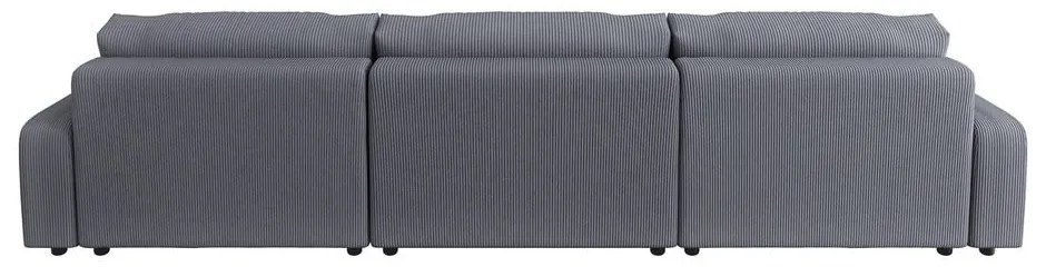 Tmavosivá menčestrová rozkladacia/s úložným priestorom rohová pohovka Sara – Ropez