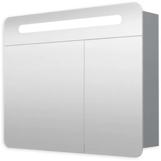 Zrkadlová skriňa 80 cm, 2 dvere, 2x pánt, LED osvetlenie, zásuvka+vypínač, IP44 GALPIR80LED