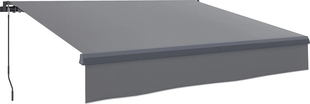 Outsunny Zosúvateľná Ručná Markíza 3x2 m Exteriérová Terasa Nastaviteľná Markíza s Kľukou UV50+ Ochrana Hliníková a Kovová Konštrukcia na Balkón Záhra