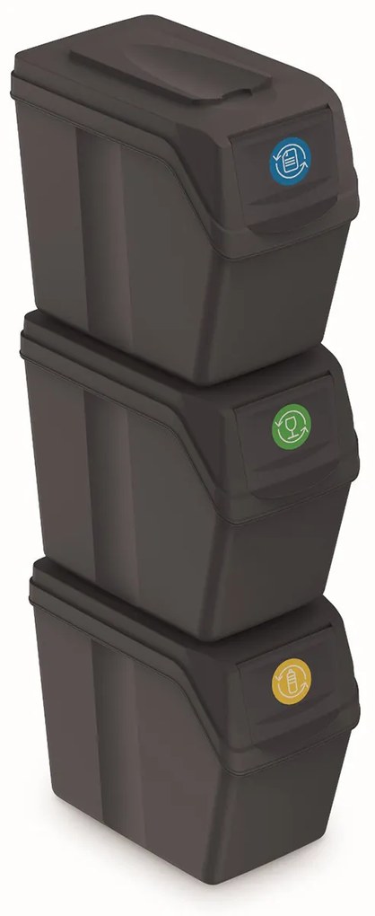 Odpadkový kôš na triedený odpad (3 ks) ISWB20S3 20 l - antracit