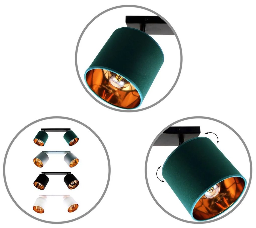 Stropné svietidlo GAMA, 2x textilné tienidlo (výber zo 4 farieb), (výber z 3 farieb konštrukcie - možnosť polohovania)