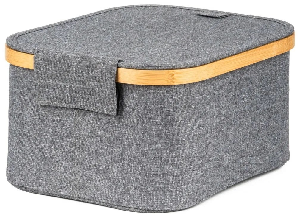 Úložný box G21 24 x 30 x 15 cm, bambusový s vekom, sivý