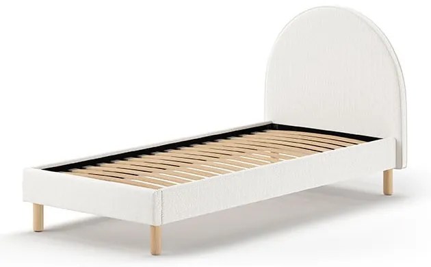 Biela čalúnená jednolôžková posteľ s roštom 90x200 cm MOON – Vipack