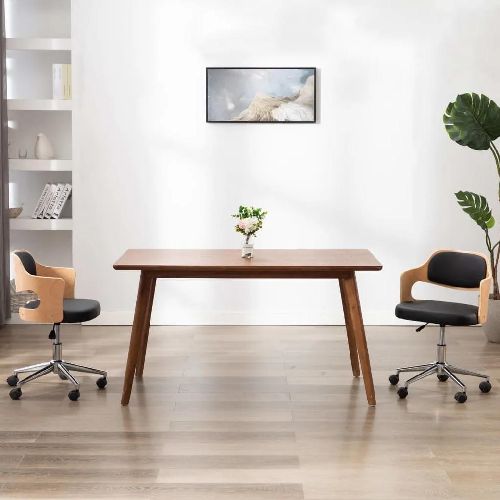 Otočná kancelárska stolička čierna ohýbané drevo a umelá koža