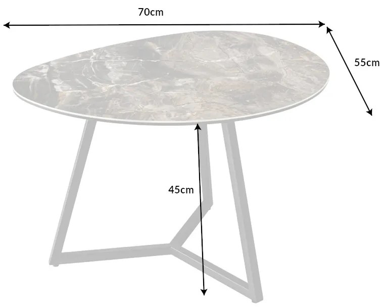 Keramický konferenčný stolík Paquita 70 cm taupe mramor