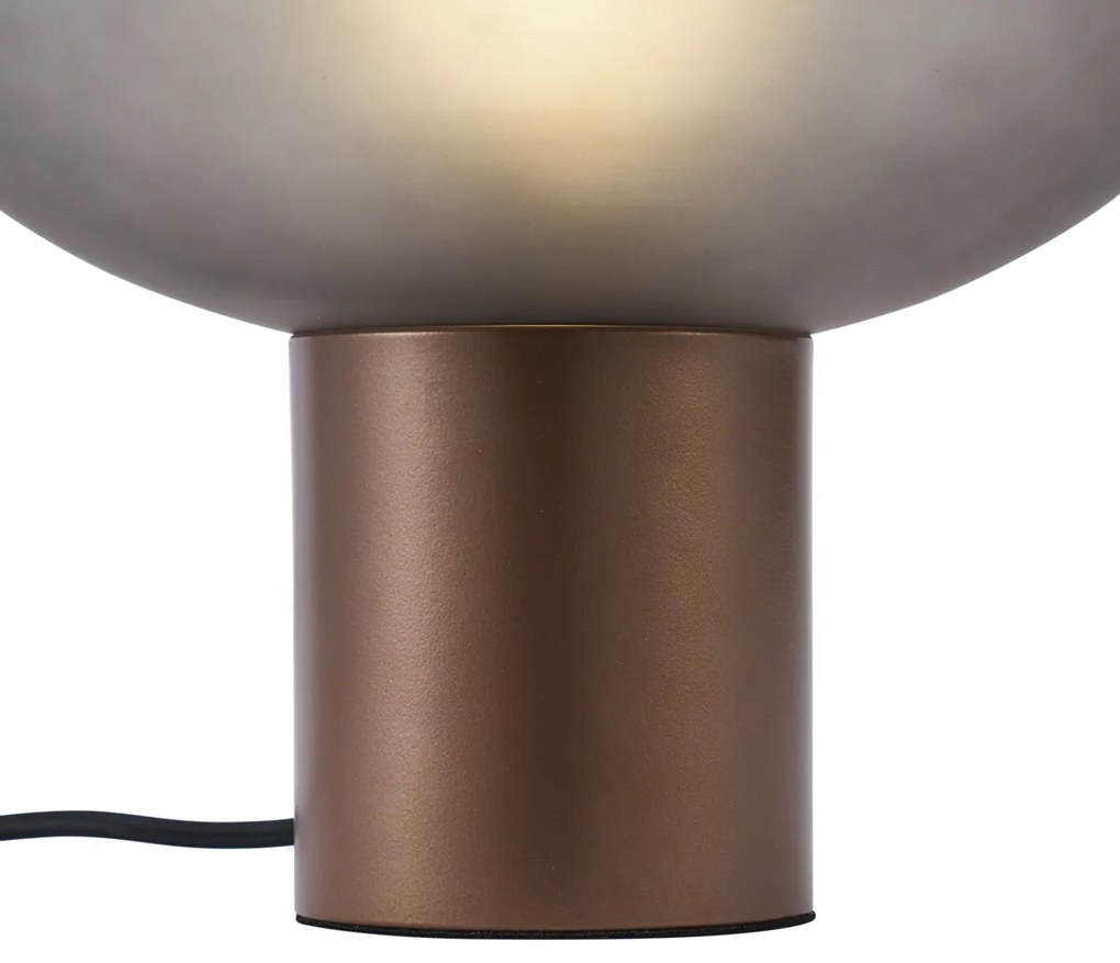 Dizajnová stolná lampa bronzová s matným sivým sklom - Umbrella