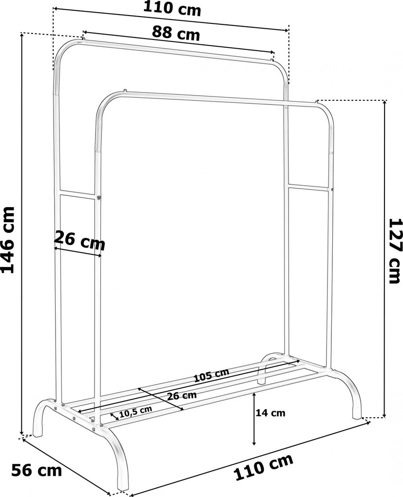 Čierny dvojitý vešiak na oblečenie BENI