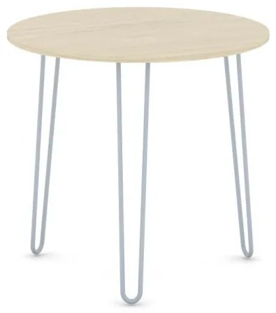 Okrúhly jedálenský stôl SPIDER, priemer 800 mm, sivo-strieborná podnož, doska dub prírodný