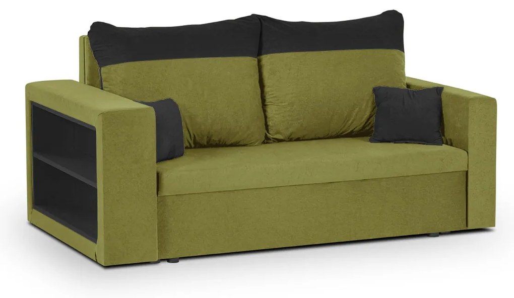 Pohovka pre 2 osoby s funkciou spania PAVEL Zelená/čierna