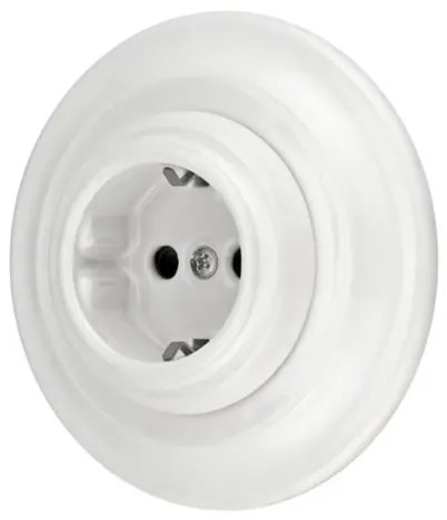 Bohemia-Design - porcelánová retro domová zásuvka s rámčekom SCHUKO 250V/16A biela