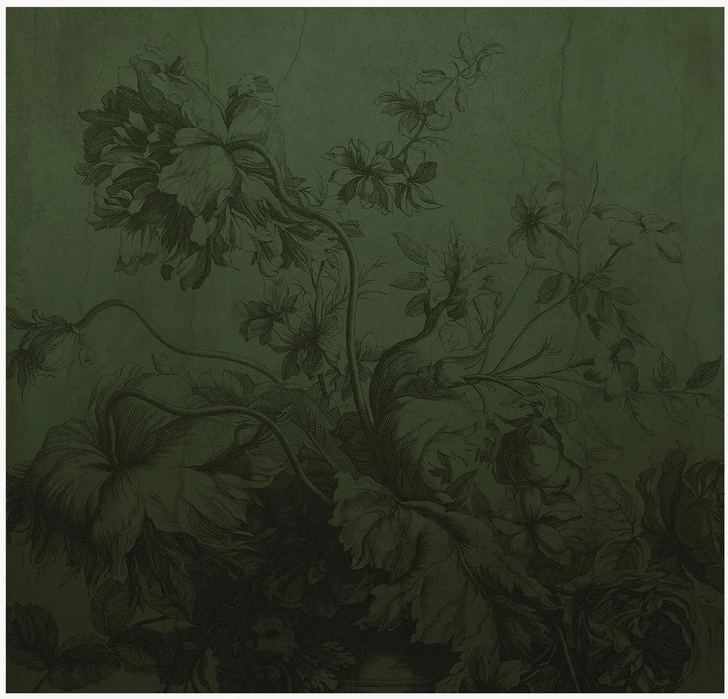 Vliesová tapeta Gradient Flowers Green