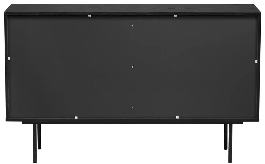 Čierna/prírodná nízka komoda v dekore duba 140x84 cm Stripe - Woodman