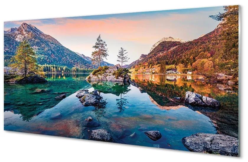 Sklenený obraz Nemecko Alpy jeseň Horské jazero 120x60 cm