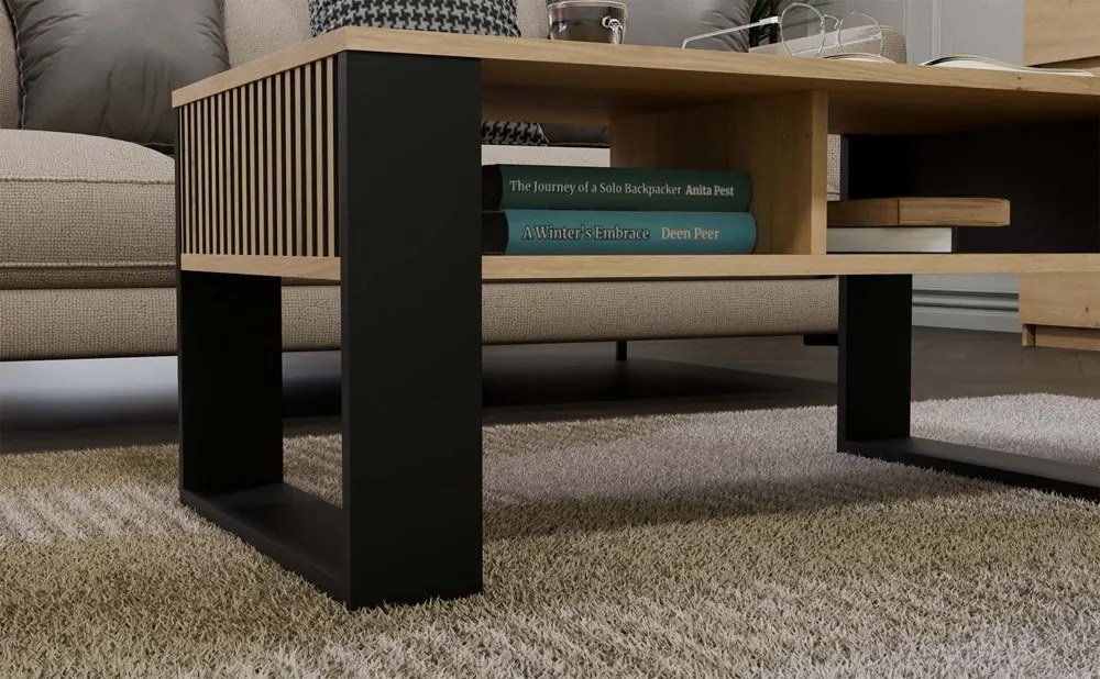 Konferenční stolek LAWA Modern 2P Slim dub artisan/černý