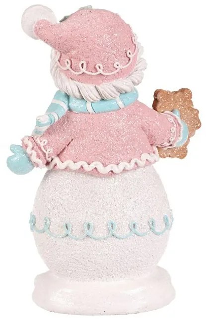 Vianočná dekorácia Snehuliak perníkový v pestrofarebnom oblečku, polyresin