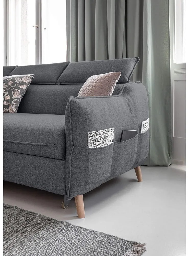 Tmavosivá rozkladacia rohová pohovka (ľavý roh) Sweet Harmony – Miuform