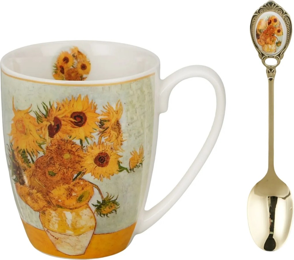 Porcelánový hrnček s lyžičkou Van Gogh Sunflowers 360 ml