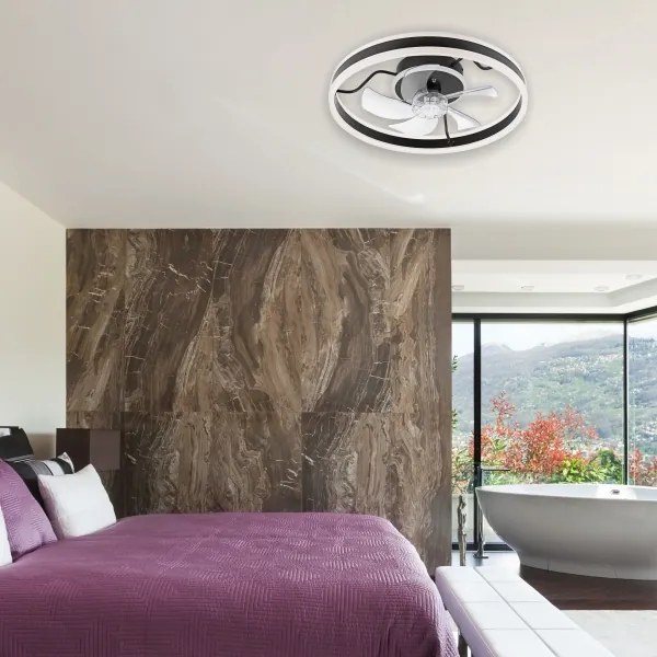 LED Stropné svietidlo s ventilátorom APOLLO LED/38W/230V čierna + DO