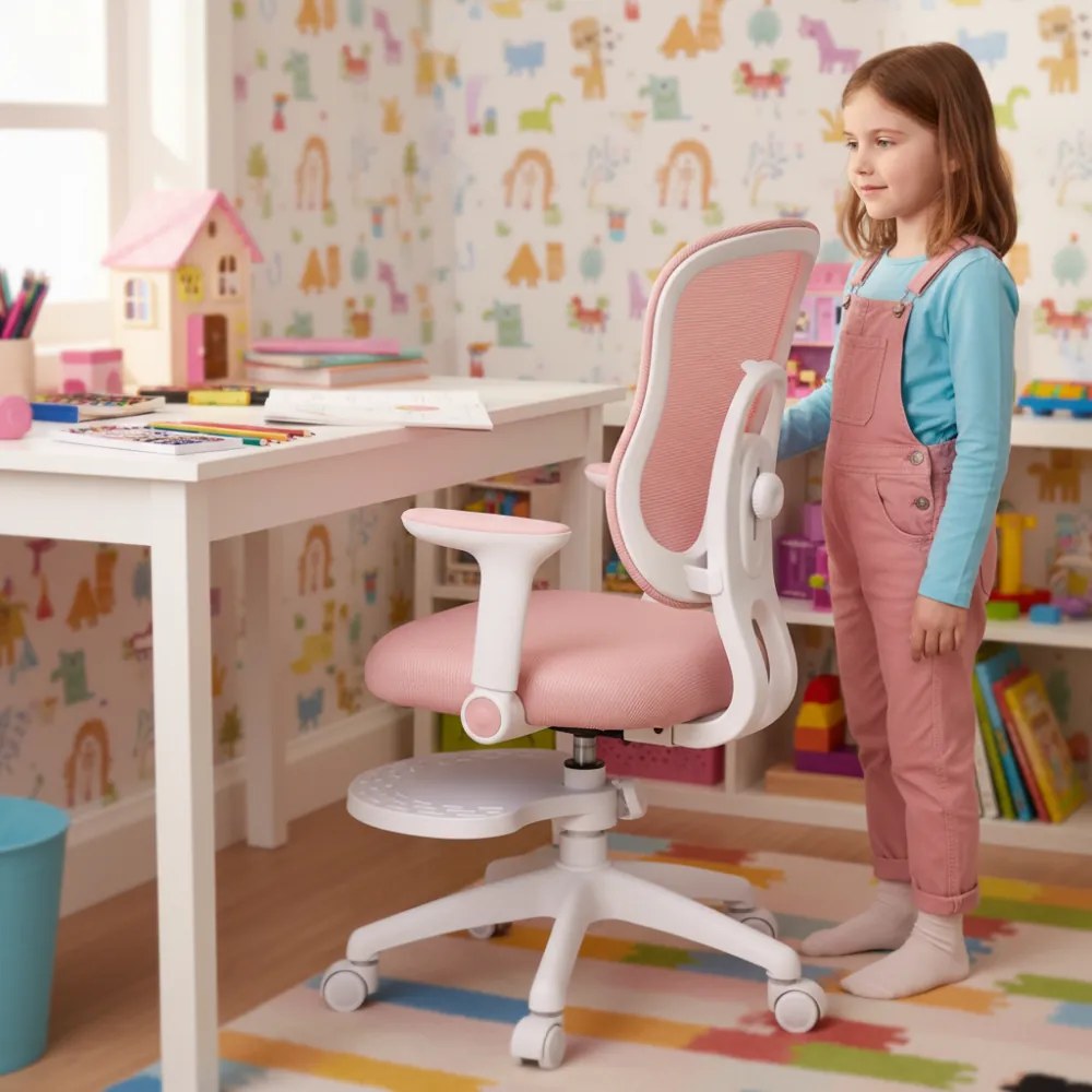 Detská rastúca stolička Neoseat MIKY — látka, ružová