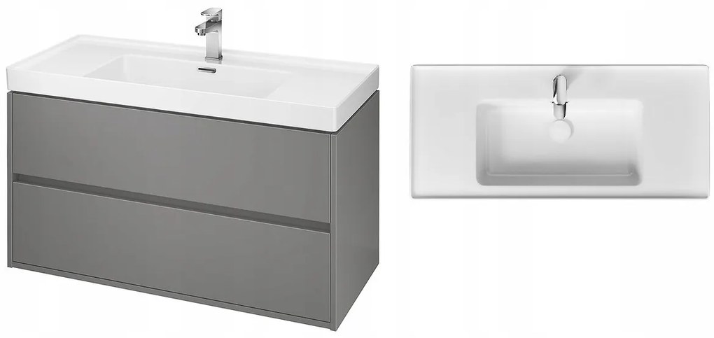 Cersanit Crea, závesná skrinka s umývadlom 100cm, set B111, šedá, S801-285