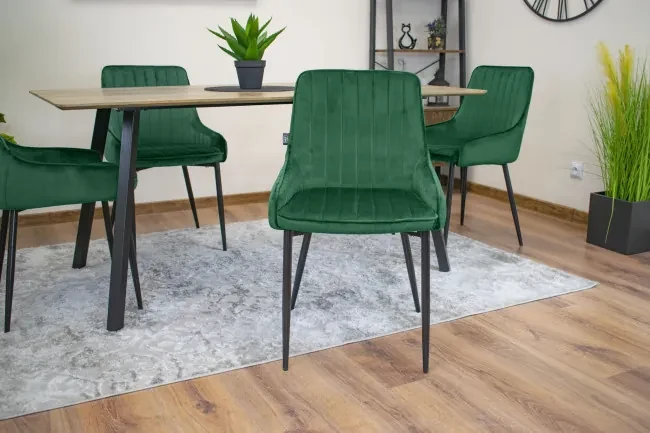 Set troch jedálenských stoličiek MONZA zelené (čierne nohy) (3ks)