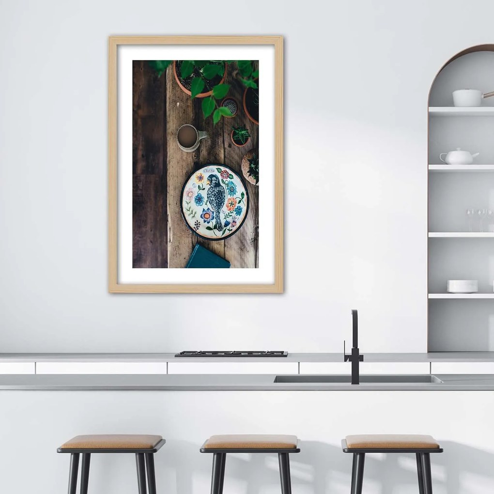 Gario Plagát Vyšívaný vták Farba rámu: Bez rámu, Rozmery: 30 x 45 cm