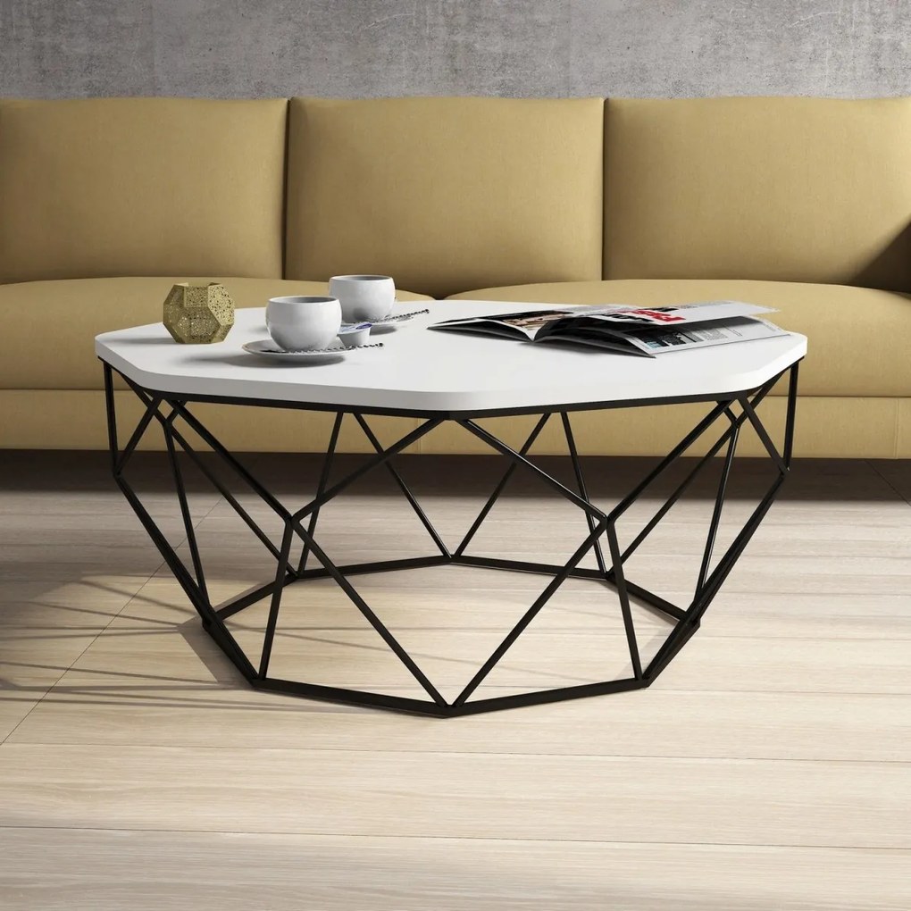 Konferenční stolek Diamond 90 cm bílo-černý